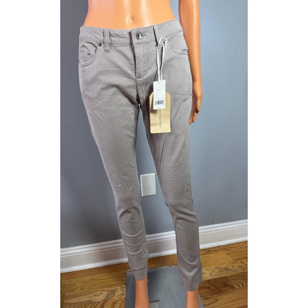Banana Republic Avery Chino Pants Women's 4 Gray Stretch Cotton Slim NWT.